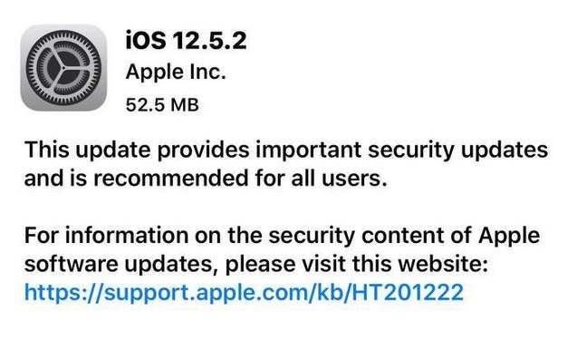 福田苹果手机维修分享iOS12.5.2发布，建议所有老苹果用户安装 